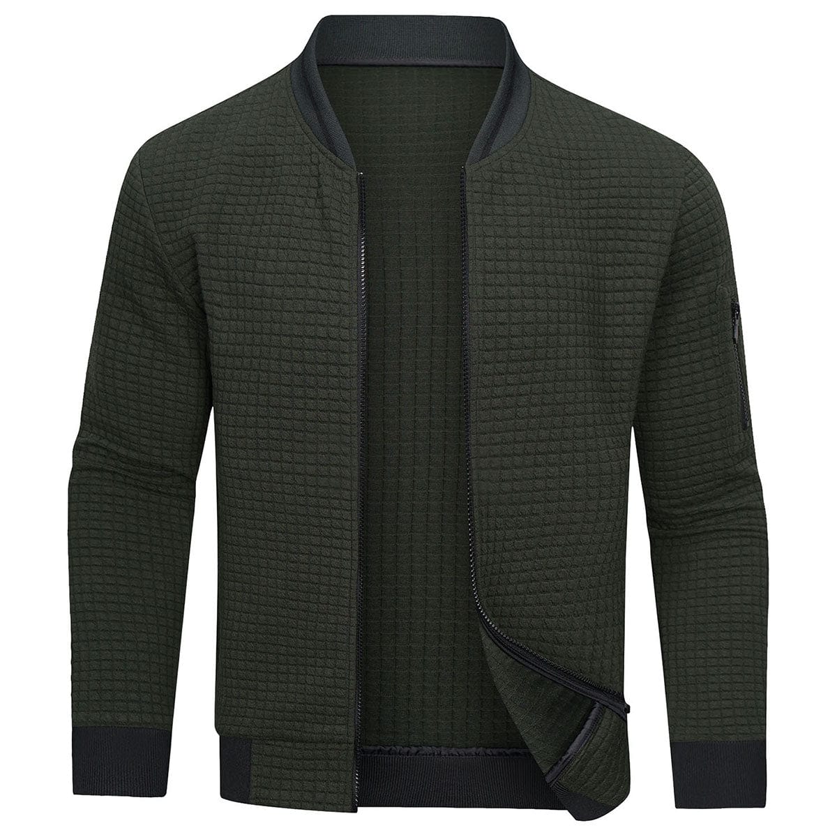 Herren Sweatjacke mit Reißverschluss - Steppdesign, Bomberstil, Langarm