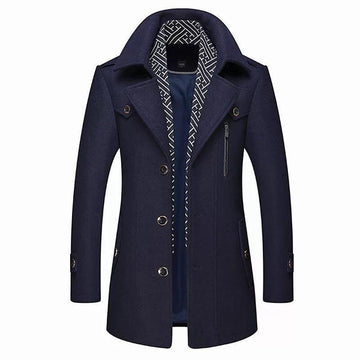 Herren Trenchcoat mit Doppelknopfverschluss - Knielang, seitliche Taschen, modern geschnitten