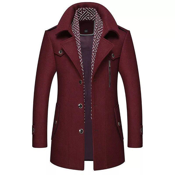Herren Trenchcoat mit Doppelknopfverschluss - Knielang, seitliche Taschen, modern geschnitten