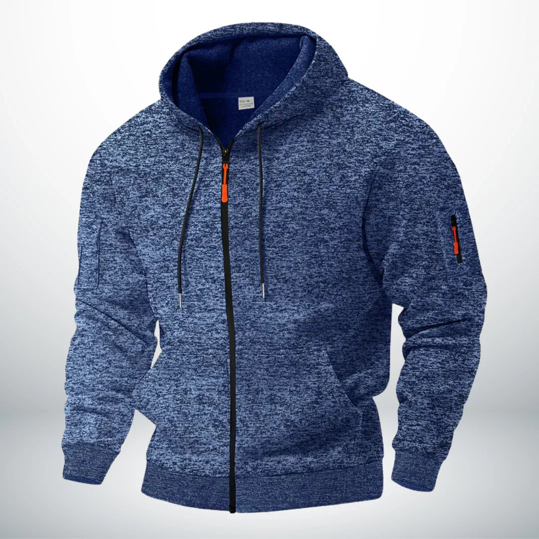Herren Zip-Hoodie mit Reißverschluss und Taschen - Strukturierter Schnitt
