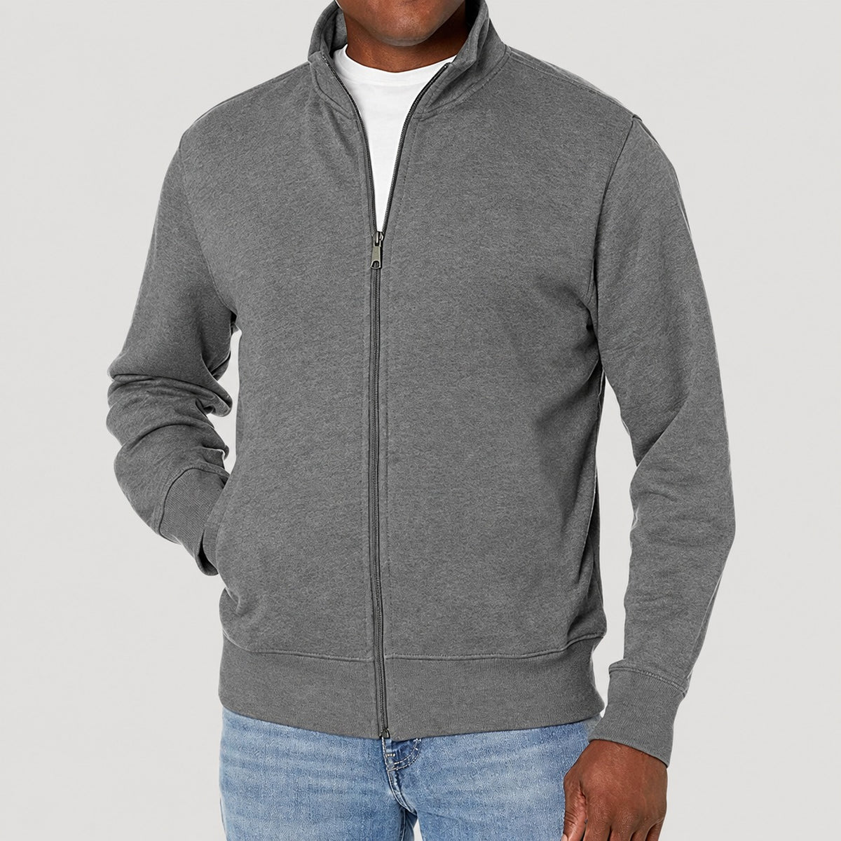 Herren Zip-Jacke Casual mit Stehkragen - Regulärer Schnitt