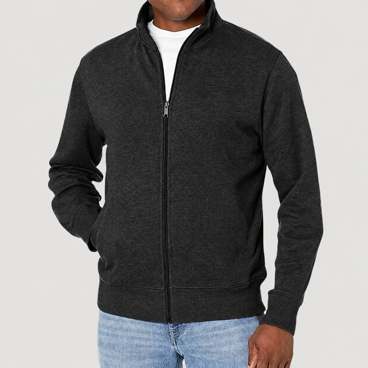 Herren Zip-Jacke Casual mit Stehkragen - Regulärer Schnitt