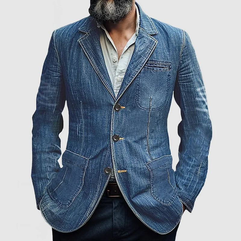 Herrenjacket mit tailliertem Schnitt, Knopfleiste und modernen Revers