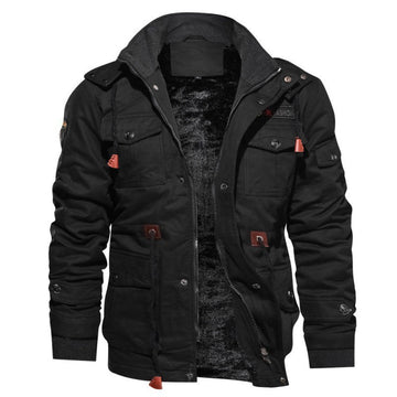 Herrenkurze Jacke mit warmem Futter, mehreren Taschen und Zipper- sowie Druckknopfverschluss
