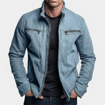 Herrenzipjacke mit Stehkragen und Doppelbrusttaschen - Moderner Schnitt