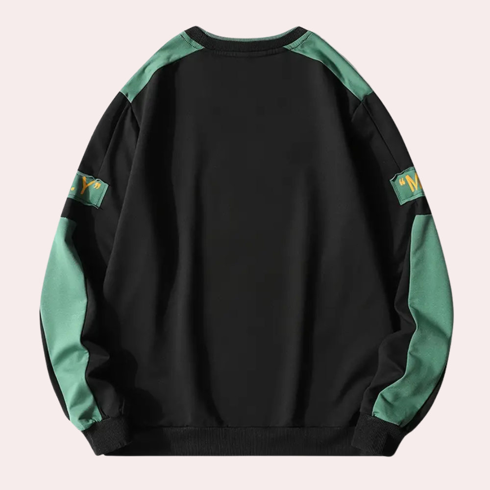 Sweatshirt für Herren Langarm Rundhals Modernes Design mit Logo und Kontrastärmeln