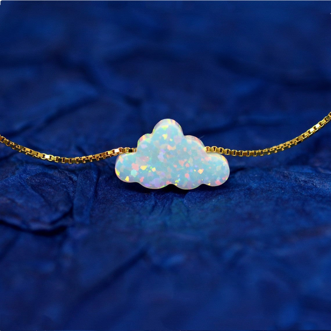 Halskette mit Wolkenopal - Kette mit Wolkenanhänger
