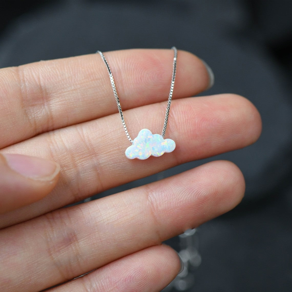 Halskette mit Wolkenopal - Kette mit Wolkenanhänger