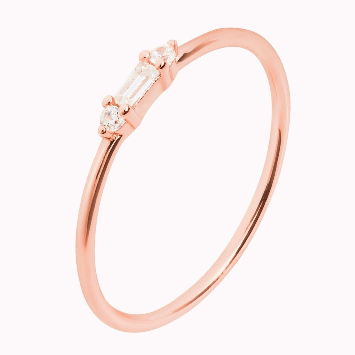 Kleiner Baguette - Feiner runder CZ-Ring