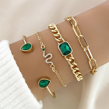Jade – Set von Armbändern mit grünen Akzenten