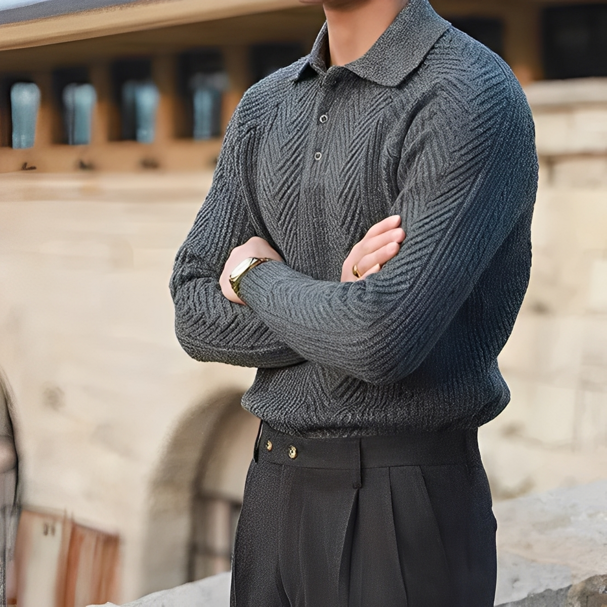 Darius – Gestrickter Langarm-Pullover