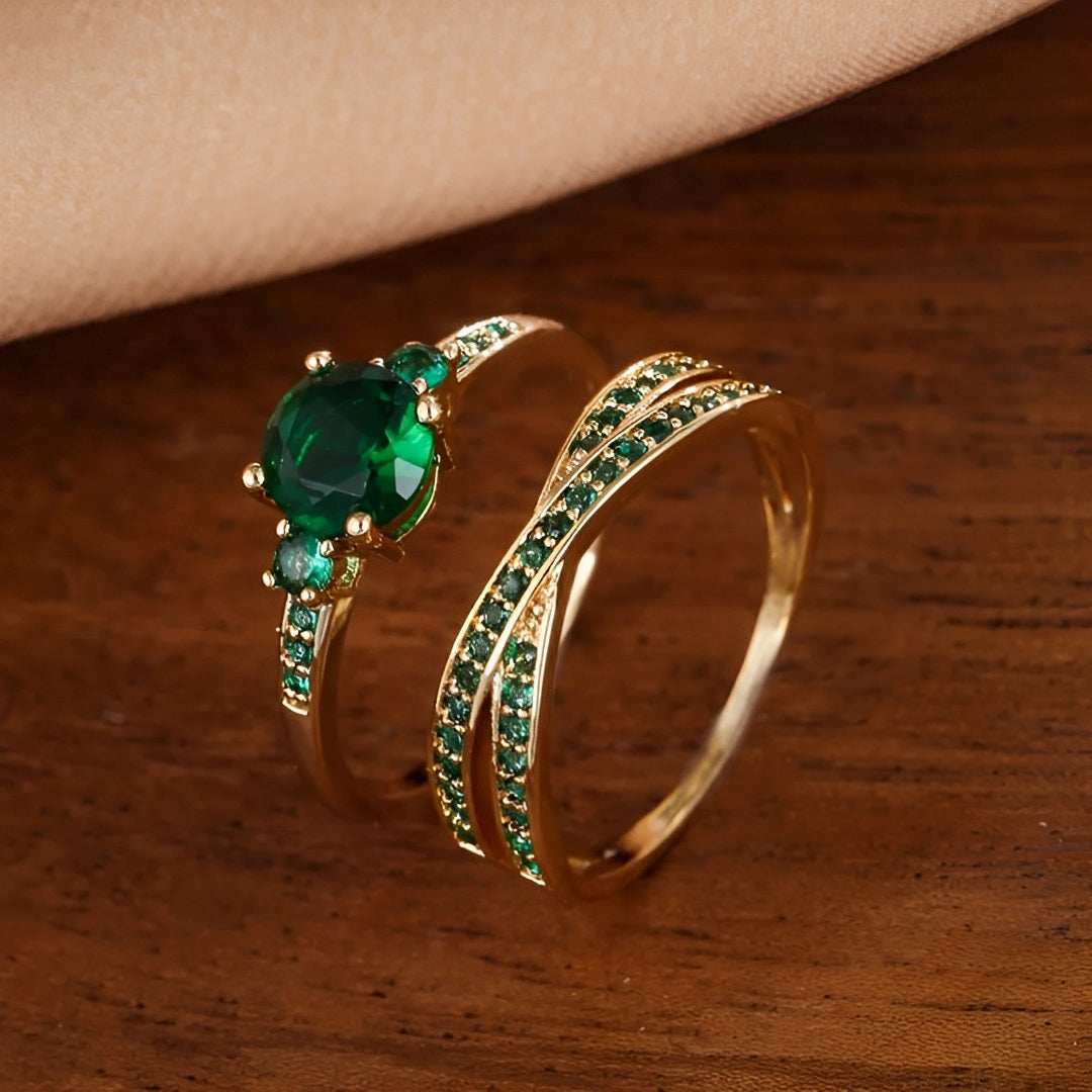 Ivy – Ring-Set mit grünen Highlights