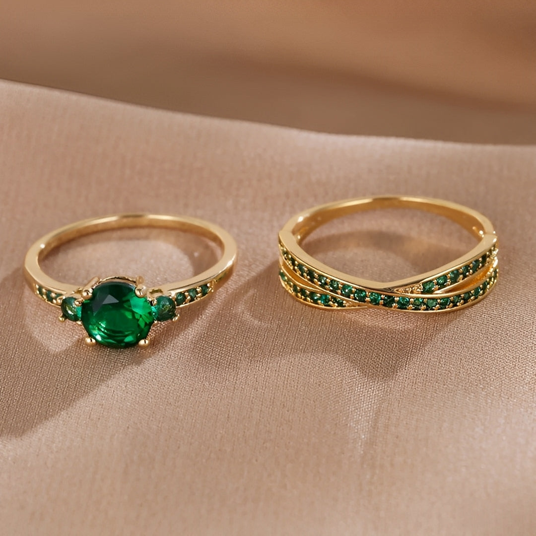 Ivy – Ring-Set mit grünen Highlights