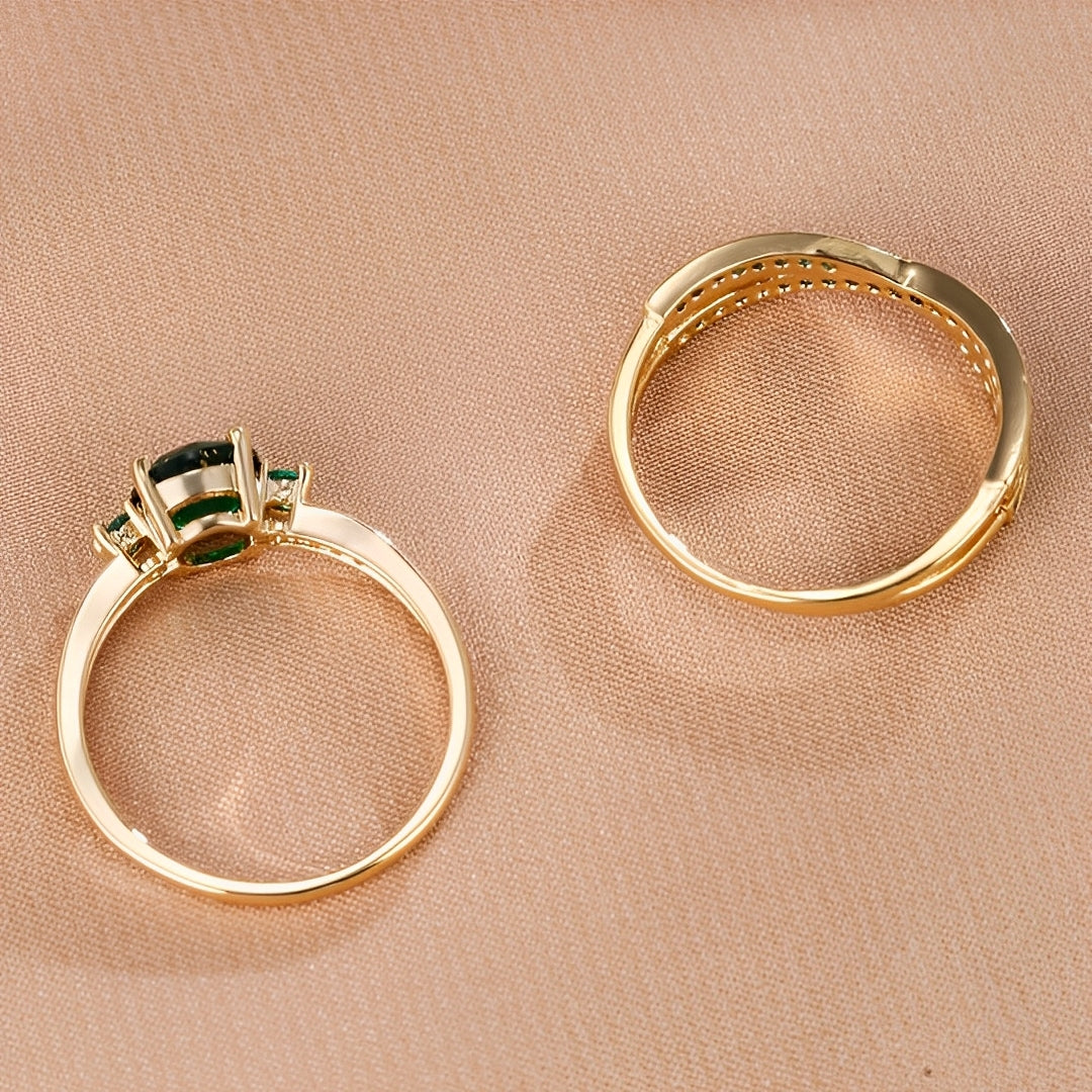 Ivy – Ring-Set mit grünen Highlights
