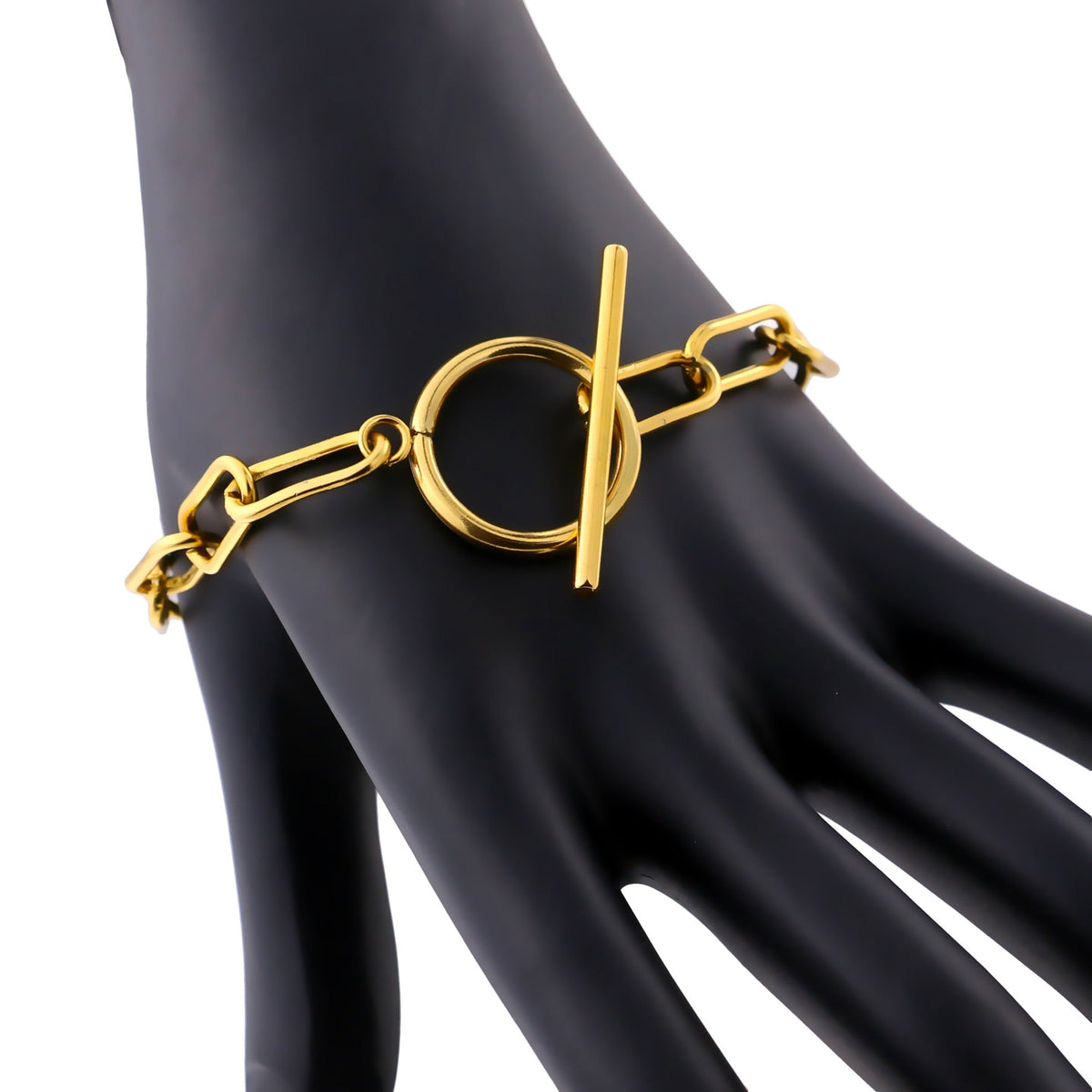 Millie – T-Bar Armband mit rechteckigen goldfarbenen Gliedern