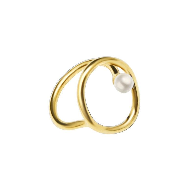 Rana – Goldring mit ovaler Perle aus Süßwasser