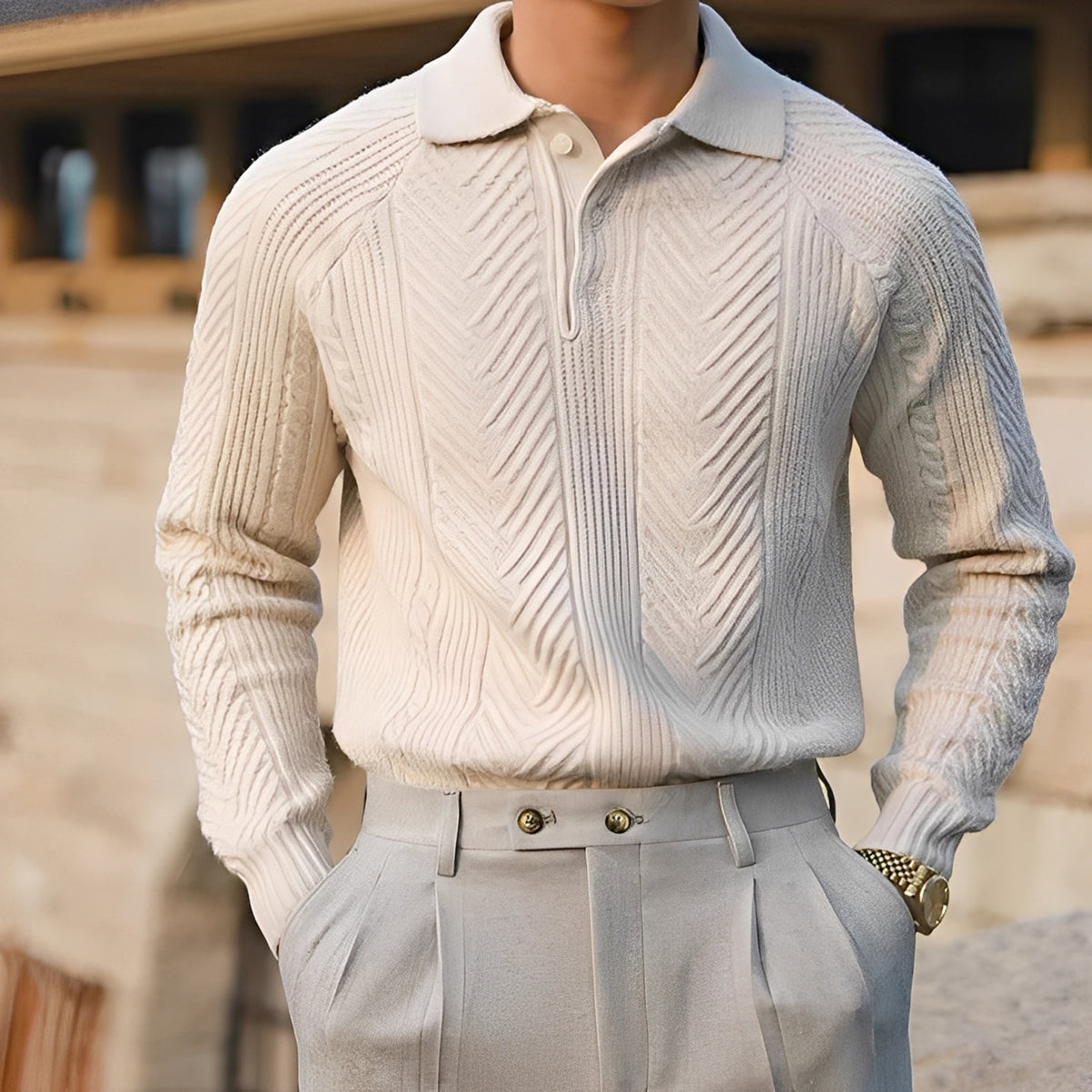 Darius – Gestrickter Langarm-Pullover
