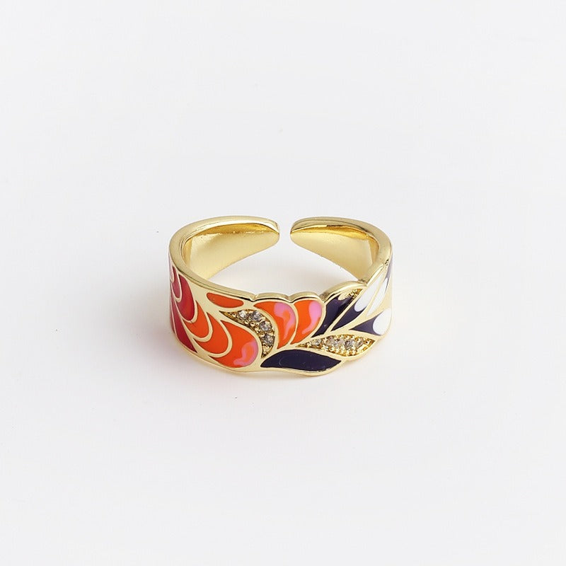 Kamille – Großer Camille-Ring mit blauem Blattmuster