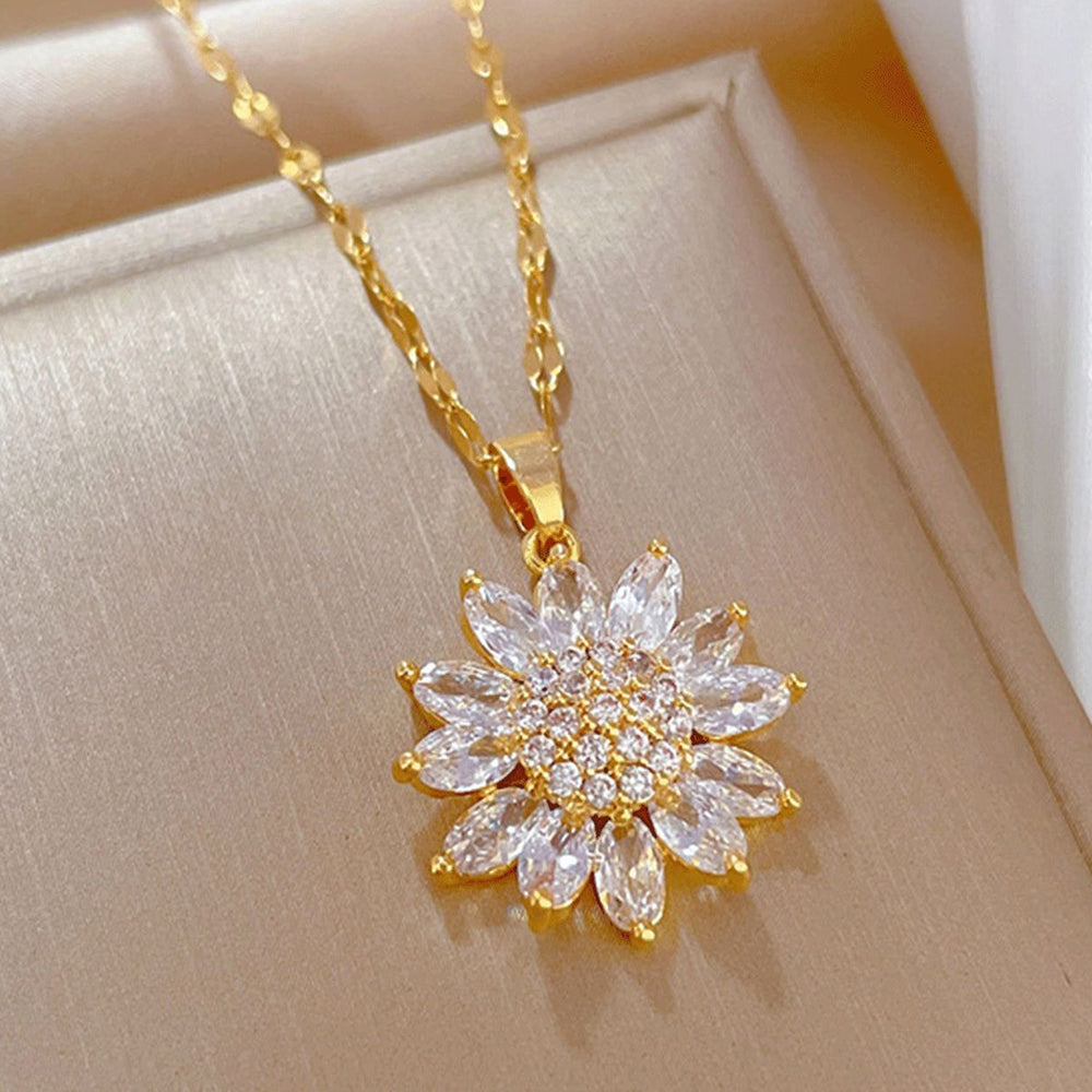 Anaya – Halskette mit strahlenden Sonnenblumen und Spitzen